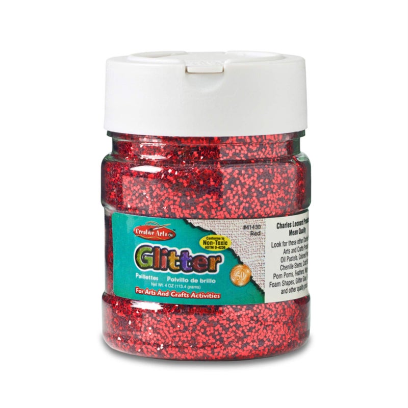 Creative Arts by Charles Leonard Glitter, 4 Ounce Bottle, Red (41430)